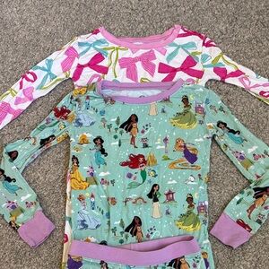 Little Sleepies Disney Princess Pajama and pretty bow pajamas. 3T TWO SETS!